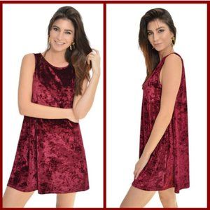BB Dakota Meyer Red Crush Velvet Shift Dress L EUC